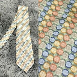 Vintage RENZO Men's Designer Multicolor‎ Bubble 100% Fine Silk Neck Tie 4" Wide